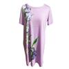 Women Dress Floral Breathable Pullover Sleeves O Neck Short Tulip Print Loose Soft A-line Knee