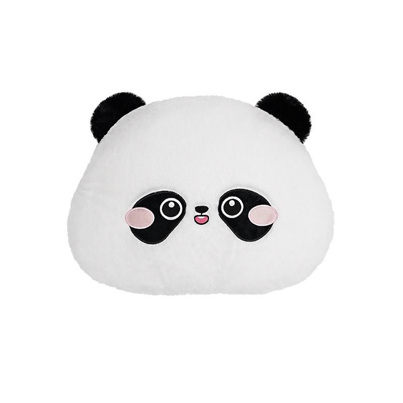 Cute Panda Round Plush Cushion With Faux Fur Cover For Bedhead Lounge And Back Support
