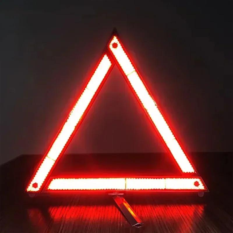 Car Triangle Reflective Warning Tripod Foldable Emergency Breakdown Warning Red Reflective Sticker Safety Hazard Car Tripod