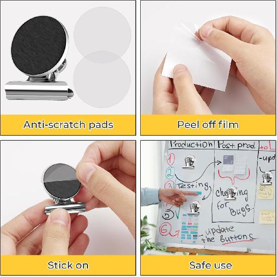 20 Pack Fridge Magnet Refrigerator Magnets, Strong Magnetic Clips, Heavy Duty Clip Magnets for Photo Displays, Whiteboard Magnets for Home, Office,