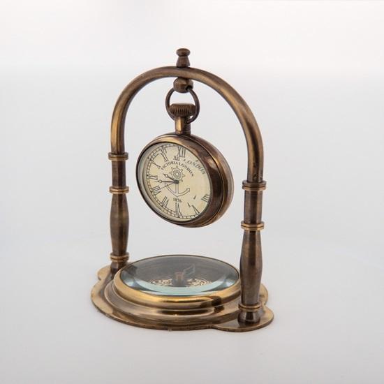 15.24 Cm Victorian Nautical Style Desk Clock and Compass Shelf Mantle Clock, Home Office Decor, Classical Fireplace Decoration