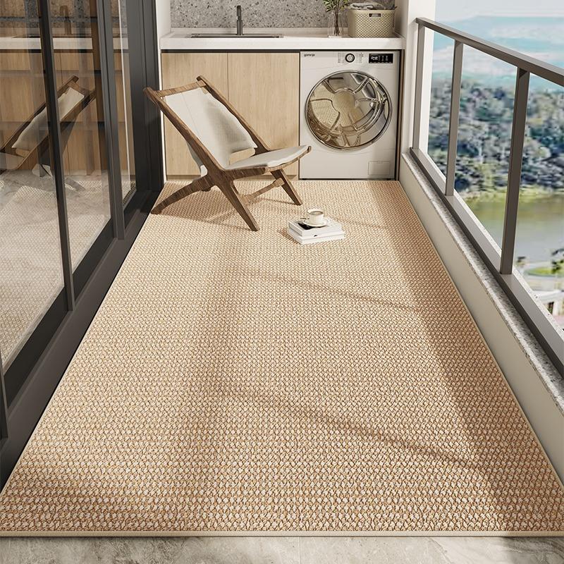 Balcony Floor Mat Waterproof Non-Slip Sun-Proof Carpet Minimalist Solid Color Imitation Texture Rugs Large Size Home Decor Mats