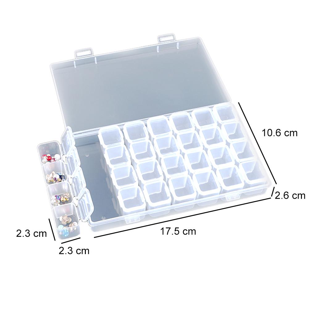 28 Separate Grids Beads Storage Case Transparent Nail Decoraations Storage Box Removable Washable Portable Plastic Nail Art Tool