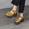 Retro Round Toe Thick Soled High-heeled Sandals Genuine Leather Versatile Women's Platform Shoes