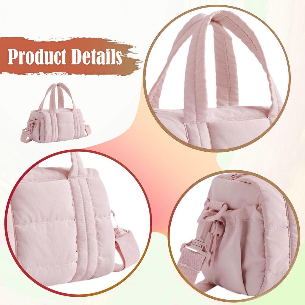 Simple Puffer Tote Bag Organizer Compartments Stylish Shopper Shoulder Bag for Women Work Daily Use