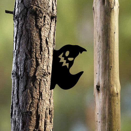 Halloween Garden Sign Peeking Ghost Wall Art Decoration Metal Ghost