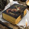 200 Page Large Grimoire Vintage Leather Journal, Tree of Life Fat Journal, Blank Spell Book of Shadows Celestial Gifts For Him Her