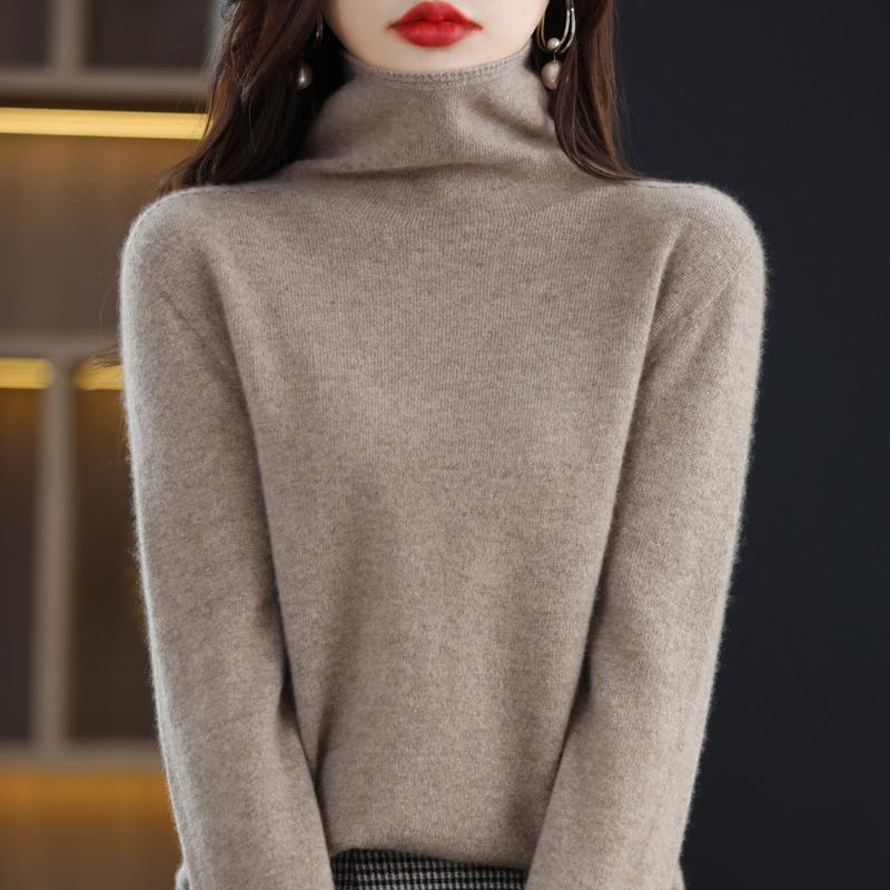 

Женский свитер с высоким воротником, кашемир Цинхэ, 30% кашемир, 70% шерсть, зимний вязаный пуловер, осенний свитер, кашемировый свитер XXL коричневый