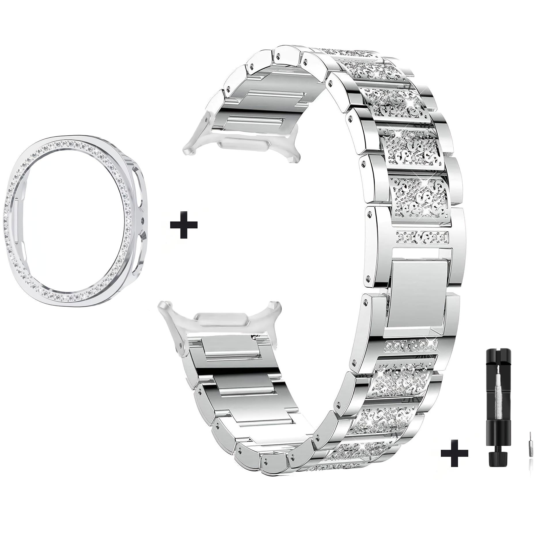 Rhinestone Bling Metal Watch Band + PC Protective Case For Samsung Galaxy Watch 8 44mm 40mm Business Watch Band Samsung Watch 8 40mm