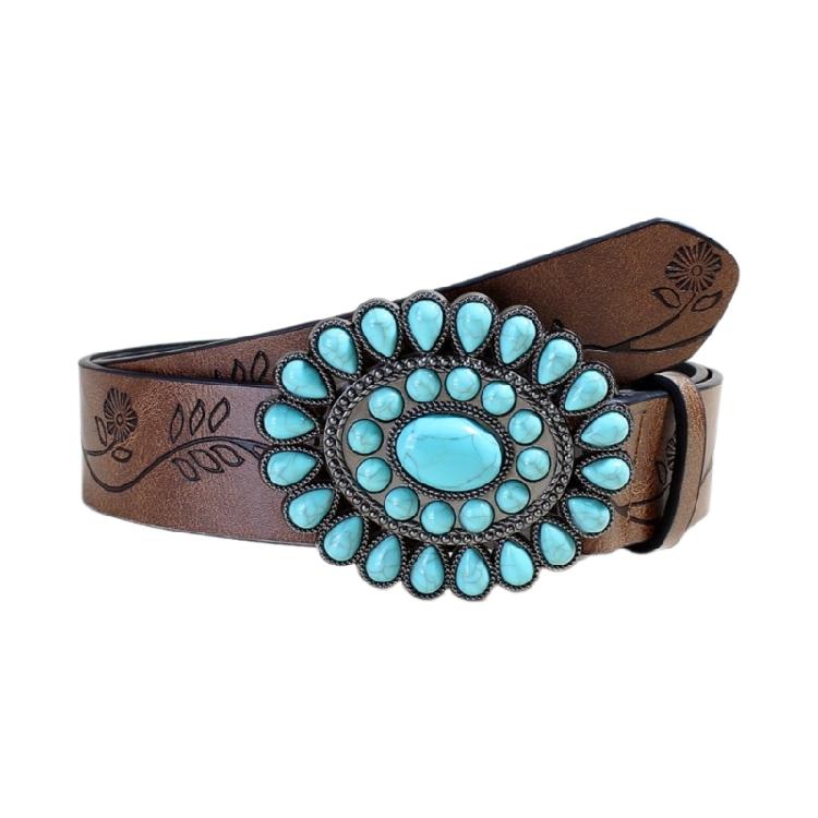 

Girl Belt Cowgirl Embossed Waist Belt Rock and Roll Retro for Jeans Dress темно-коричневого кольору