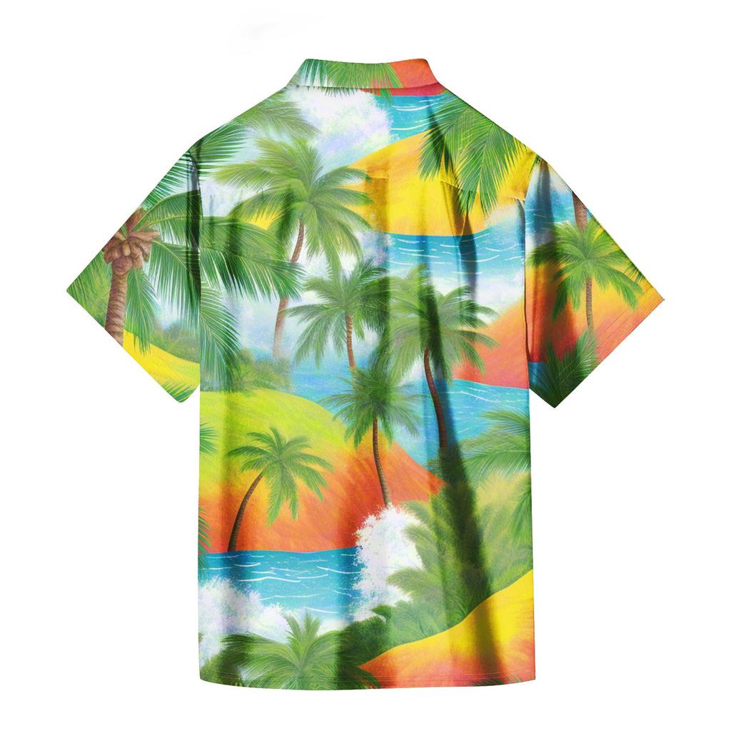 Men's Casual Short-sleeved Shirt Slim Fit Stylish Men's Hawaiian Print