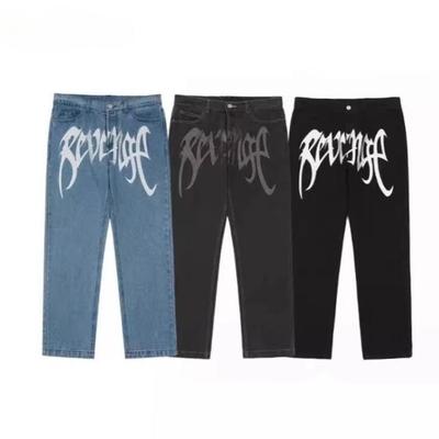 ZYLLO Streetwear Jeans Schwarz Gerades Bein Lässige Denimhosen High Street Style