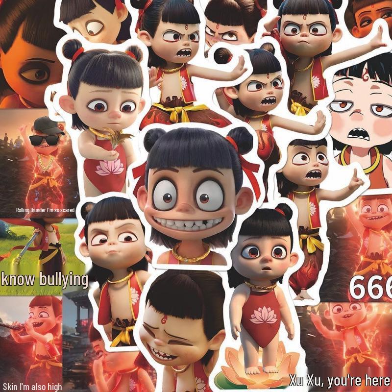 

Nezha the Demon Child Cute Cartoon Sticker for Notebook Decoration Nezha Head - 50 Stickers/No Duplicates