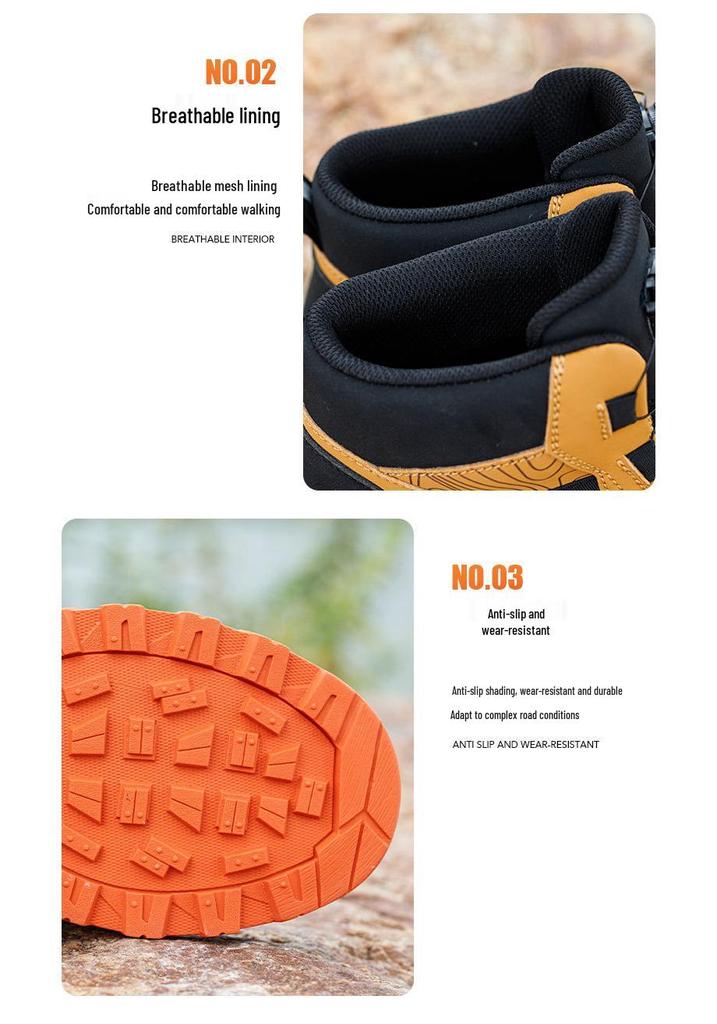 Anzhi Men's Waterproof Safety Shoes - Anti-smash, Anti-puncture, Non-slip High-top with Wear-resistant Rubber Sole.