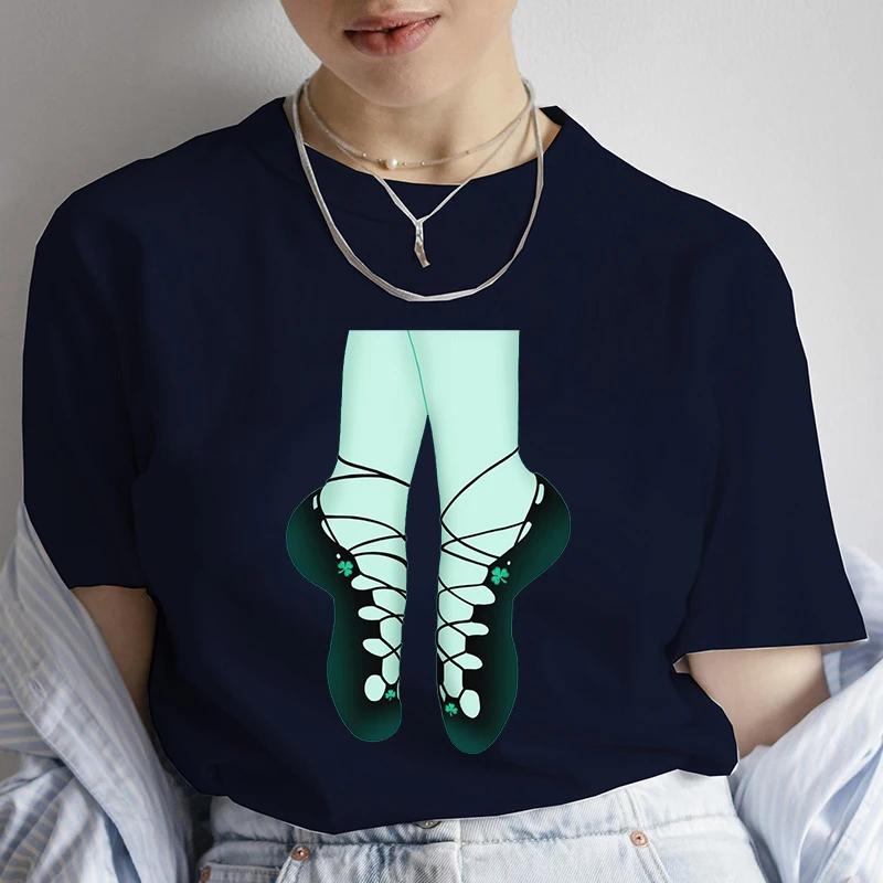 St Patricks Day Irish Soft Dance Shoes Graphic TShirt Unisex Short Sleeve Fashion Tops Female Shirts Tshirts Casual Streetwear