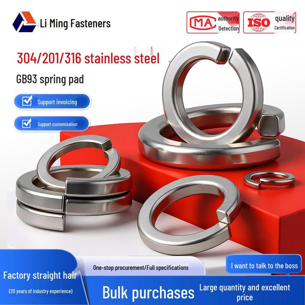 304 Stainless Steel Split & Flat Spring Washer, Elastic Washer M2-M8
