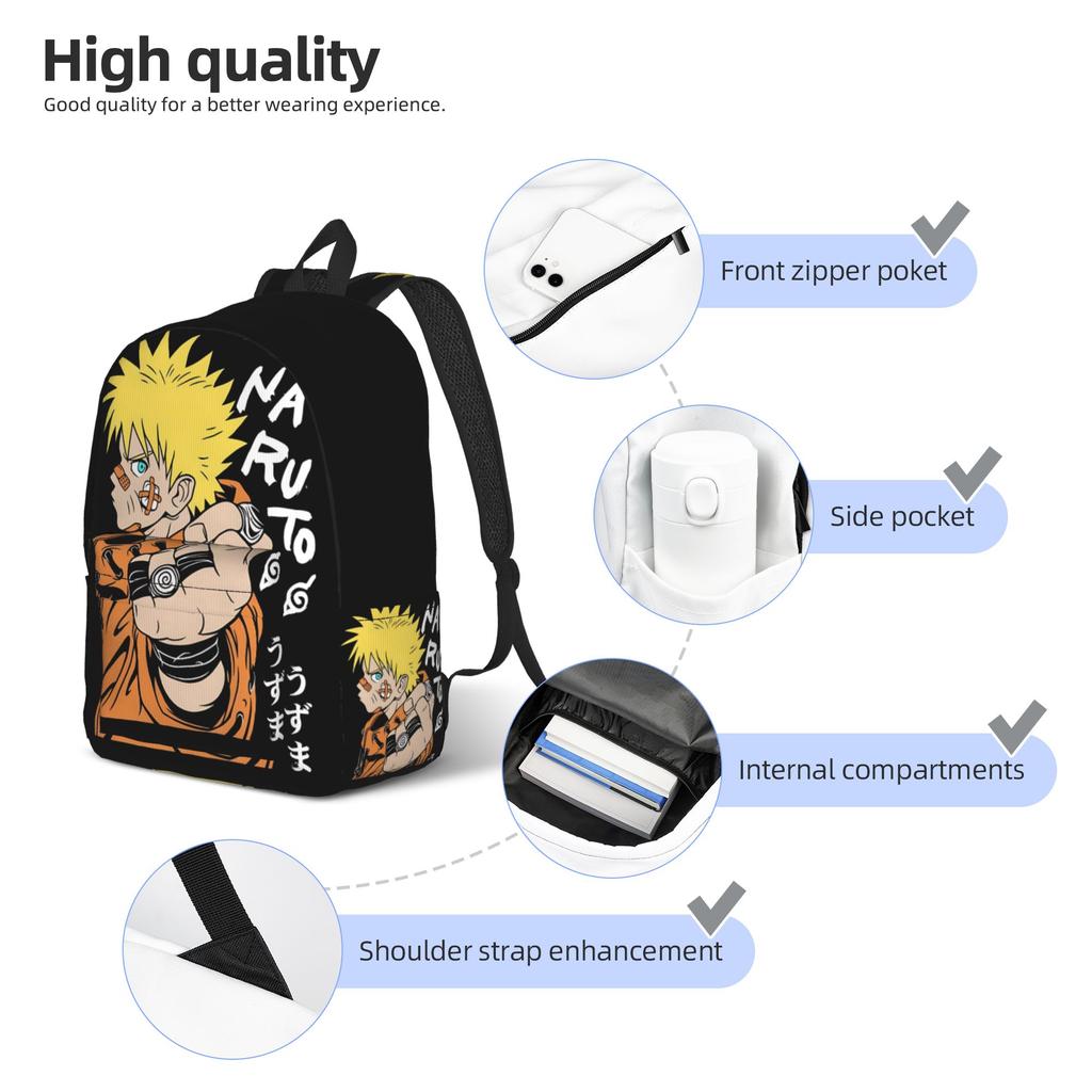Fashion Naruto anime comic Backpack  Mochilas Daily For Work Zipper Closure Rucksack
