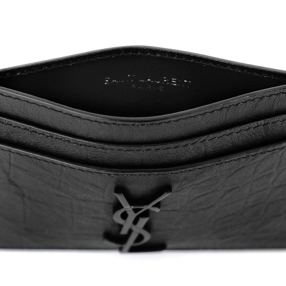 Saint Laurent Cassandra Monogram Crocodile Embossed Card Wallet 485631 C9h0u