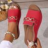 2025 Summer Plus Size Women's Wedge Platform Sandals: European & American Casual One-Strap Thick-Soled Beach Slippers