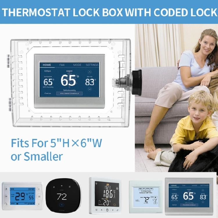 Clear Thermostat Lock Box with Combination Lock Set Wall Mount Thermostat Cover for Enhances Security and Protective