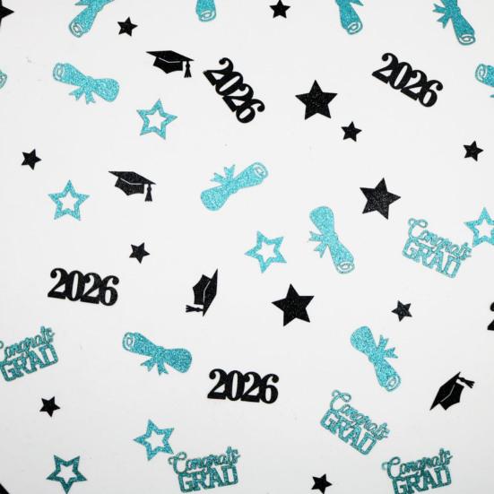 Yousheng 100 Pcs Graduation Confetti Glitter Grad Caps Bows Stars Confetti Class of 2026 Party Table Centerpiece for Graduation Party
