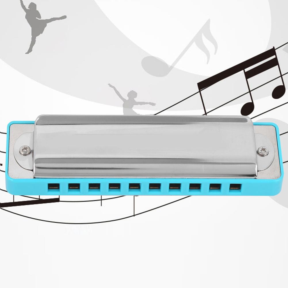 10?Hole Harmonica Blues Bb Key Harp Wind Musical Instrument Beginner Practice AM?20DBlue
