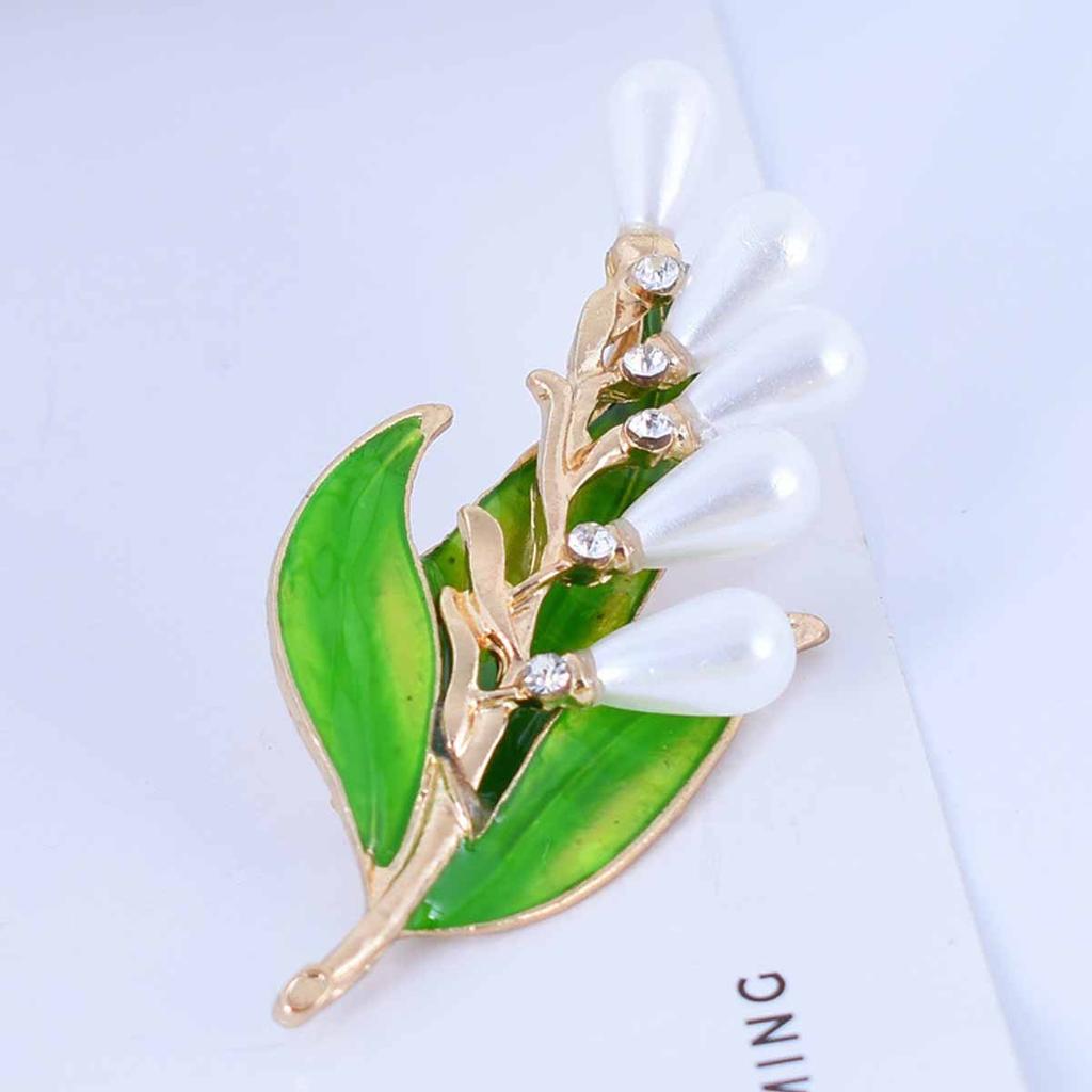 Emaille Perlenblatt Brosche, Damen High-End Schmuck, Vielseitige Accessoires für Anzüge und Kleider