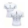 Camiseta de Compresión Blanca para Hombre con Estampado de Espada de Anime y Texto Japonés, Transpirable de Secado Rápido, Parte Superior Doble Cara para Entrenamiento en Gimnasio