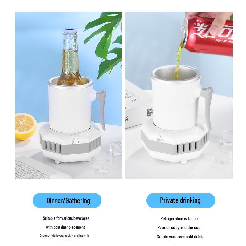 Portable Mini Cooler for Rapid Beverage Cooling and Warming