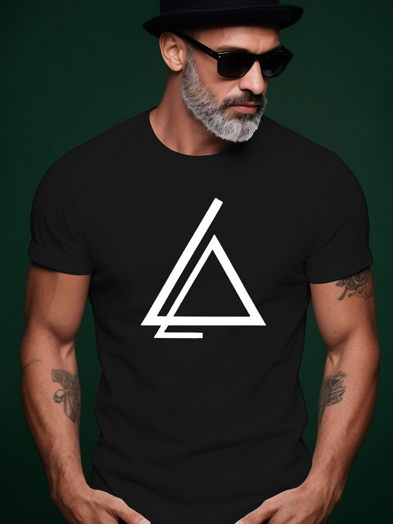 Abstract Triangle Trendy Streetwear Summer Casual Round N... S