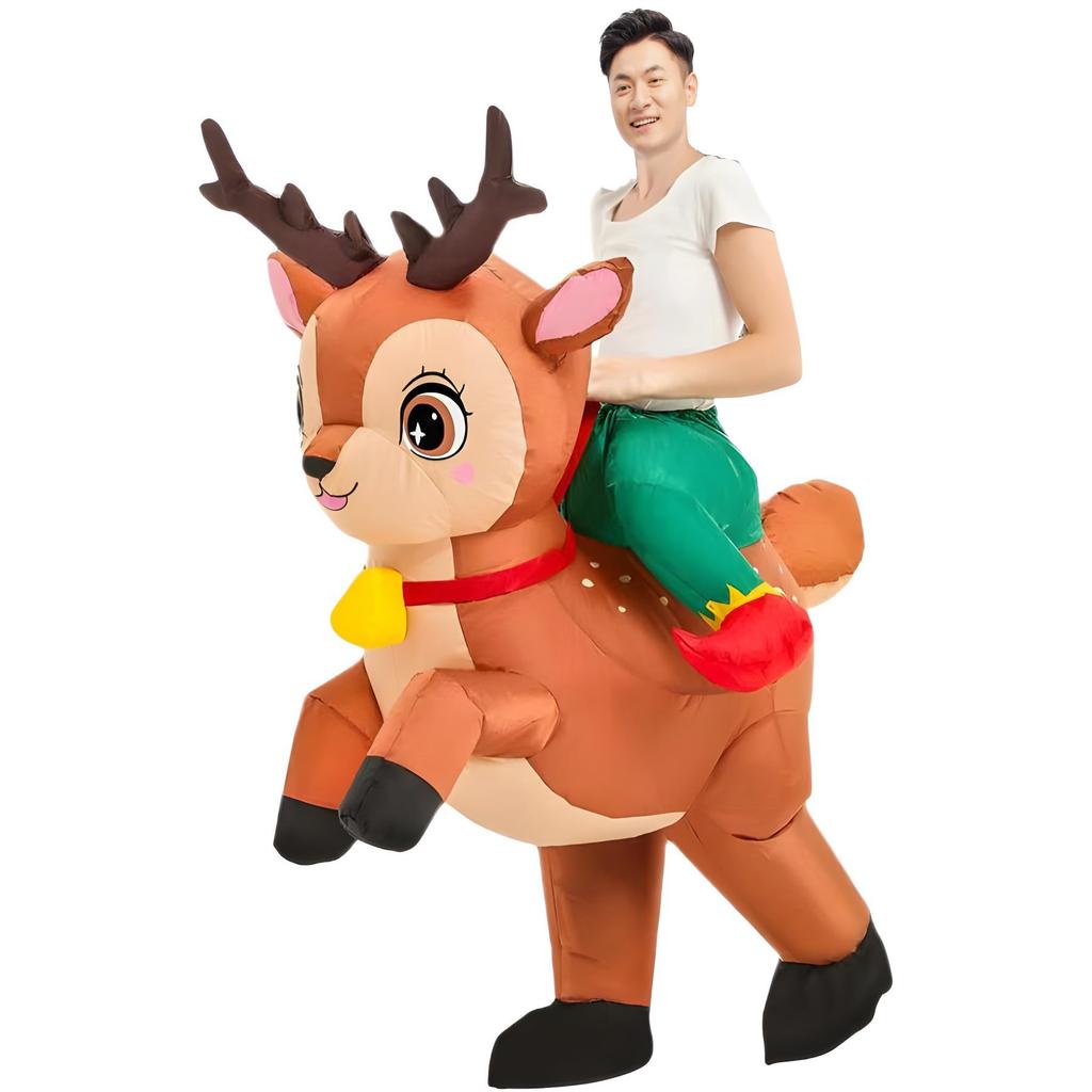 Lhyxuuk Weihnachten Lustiges Aufblasbares Kigurumi Kostüm mit Perfekt für Weihnachtsfeier und Neu und Feiertag Einheitsgröße Kostüm, Ventilator, Partys,