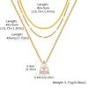 3pcs Set Simple Fashion 18K Gold Plated Stainless Steel Water Drop Heart Zircon Pendant Necklace for Women, Classic Jewelry Set