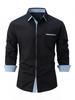 2024 Men's European & American Fashion Slim Fit Color Block Cotton Shirt, Short & Long Sleeve Options