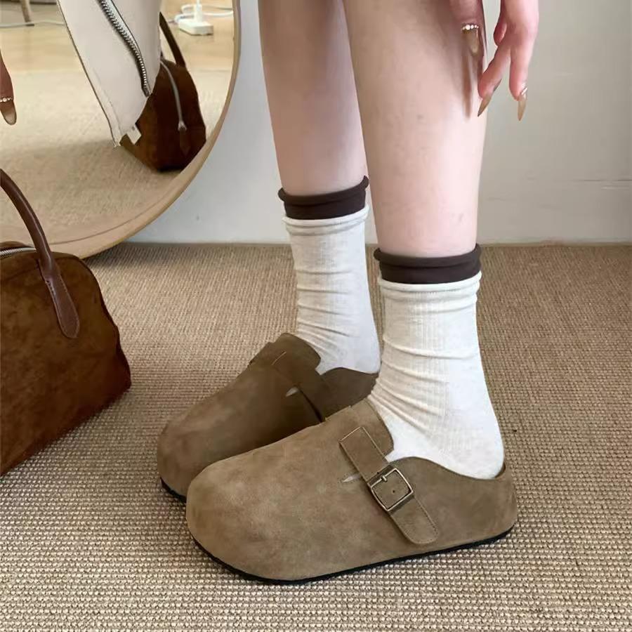 Thick-soled Birkenstocks 2025 spring Boken one-pedal lazy shoes bag head half slippers women's Mori heightening single shoes women