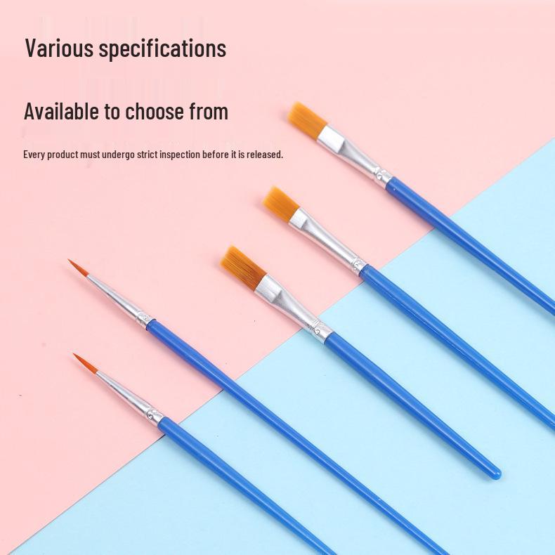 Nylon Flat Head Acrylic Paint Brush Set for Kids - Fine Tip Liner for Digital Art & Crafts