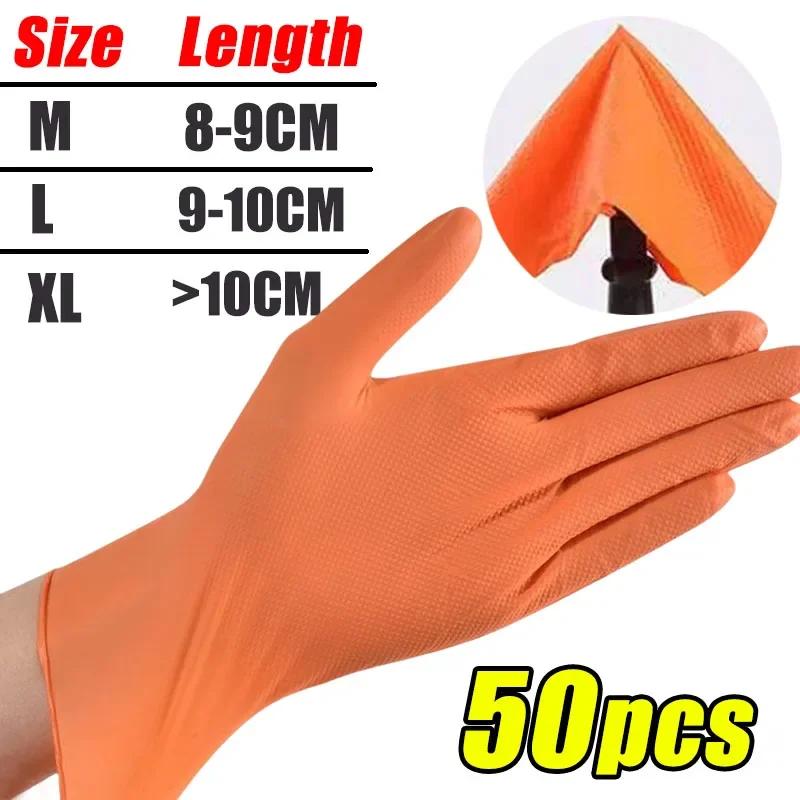 Heavy Duty Nitrile Gloves 8Mil Extra Thick Mechanic Home Garden Disposable Glove with Textured Grip Antislip Safety Work Gloves