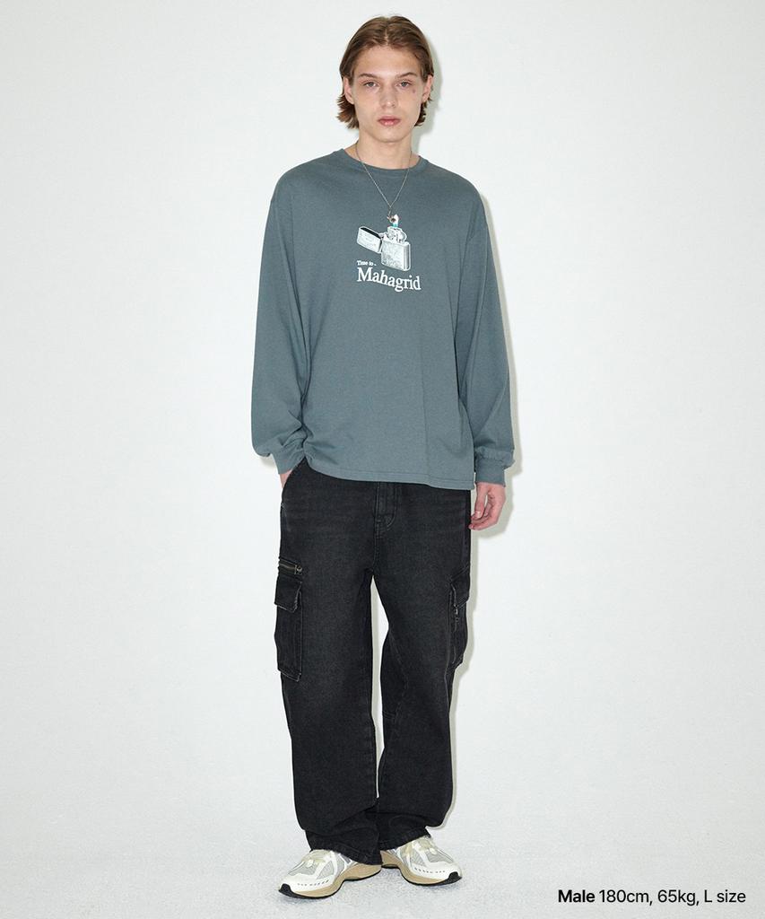 MAHAGRID It’S Time To Ls Tee Gray(Mg2Efmt564A)