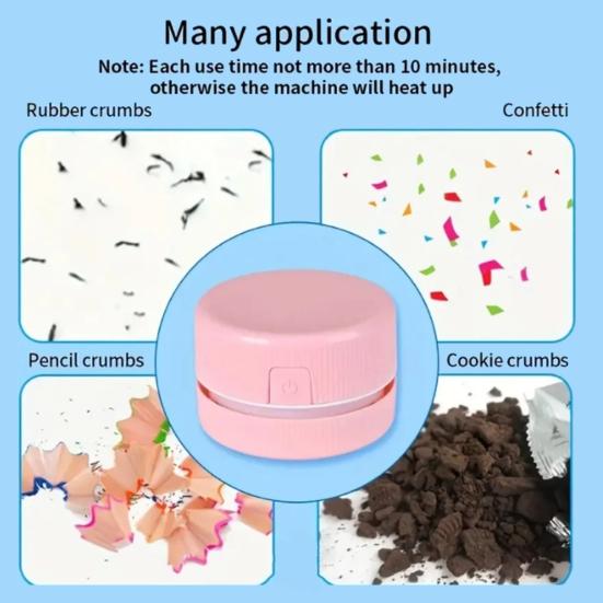 Desktop Vacuum Cleaner Portable Handheld Desk Cleaner for Crumbs Debris Pencil Shavings Snack Paper Eraser Dust Removal Tool