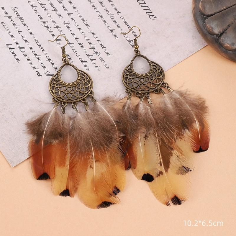 Unique Exaggerate Feather Earrings Creative Feathers Long Earrings Trendy Boho Big Earrings Women Statement Jewelry Wholesale