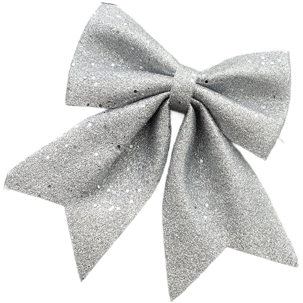 Sparkling Glitter Christmas Bow for Tree and Wreath Decorations for DIY Holiday Projects with Lightweight Polyester