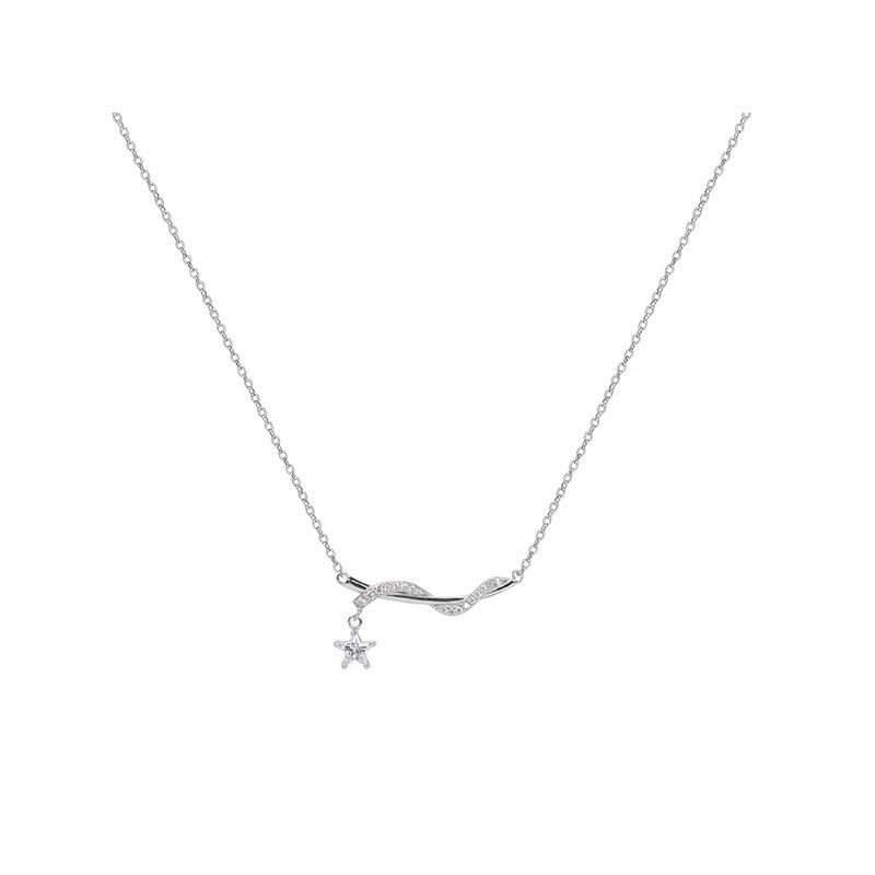 S925 sterling silver star necklace women s light luxury high-end niche design winding line diamond Valentine s Day gift 925 silver