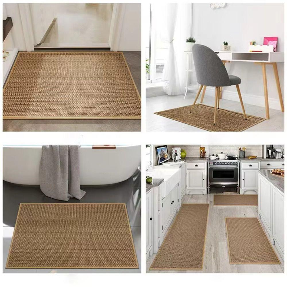 Long Linen Weave Bath Mat Soft Carpet Kitchen Decoration Entrance Doormat  Bathroom Entrance