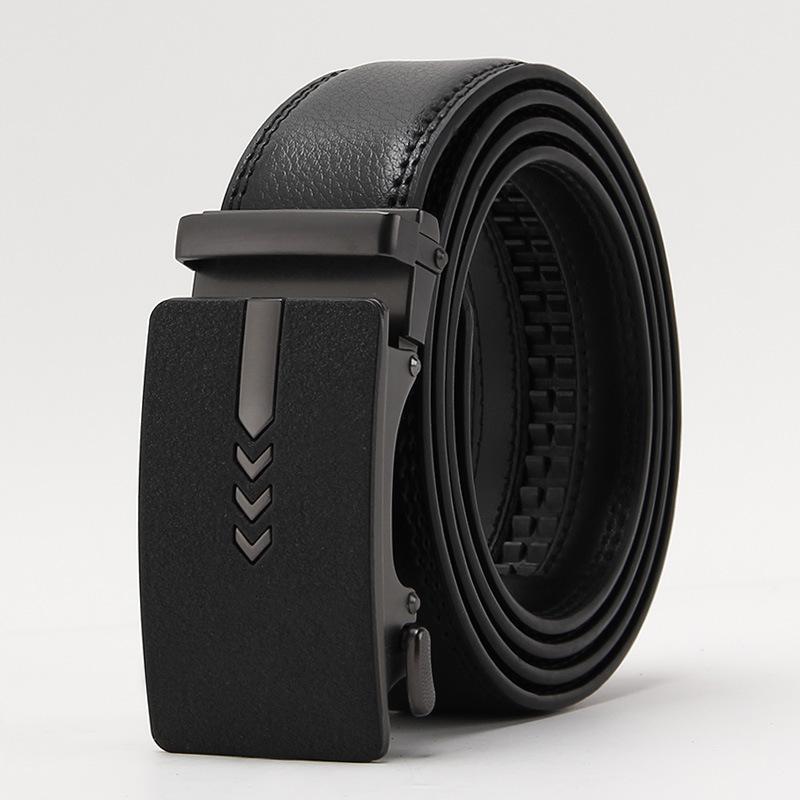 Frosted Automatic Buckle Edge Two-Layer Cowhide Belt, Business And Leisure Men'S Trendy Belt