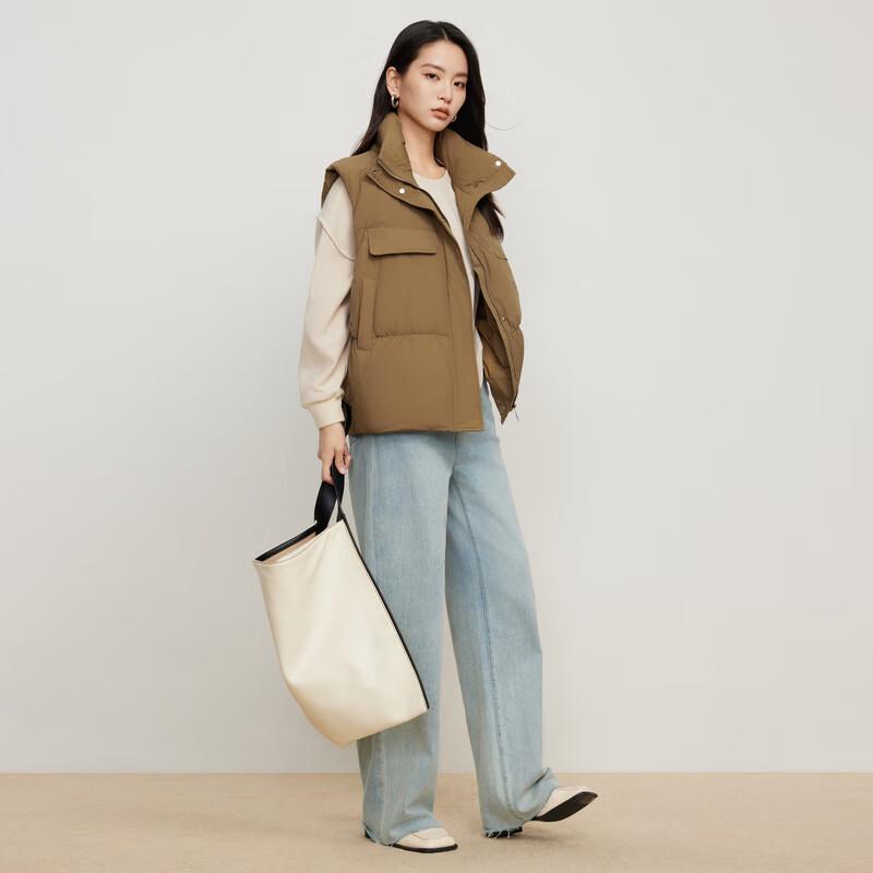 Elva' Island Women's Retro Stand Collar Short Down Vest