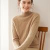 2025 Autumn-Winter Women's Retro Cashmere Cable Knit Sweater, Half-High Collar, Loose Slim Fit