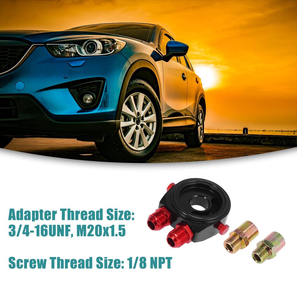 ACROPIX Filter Sandwich Plate Thermostat Adapter AN10 Fitting Cooler 3/4-16 UNF Black Red 1pcs