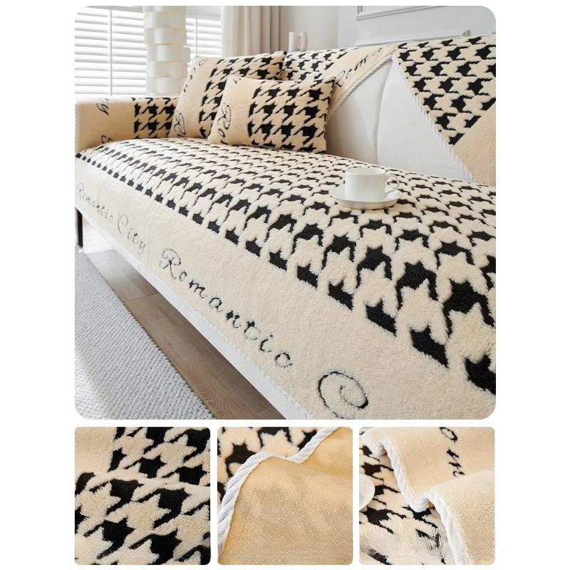 2024 Nový polštář na pohovku Zimní zesílený plyšový polštář protiskluzový potah na pohovku