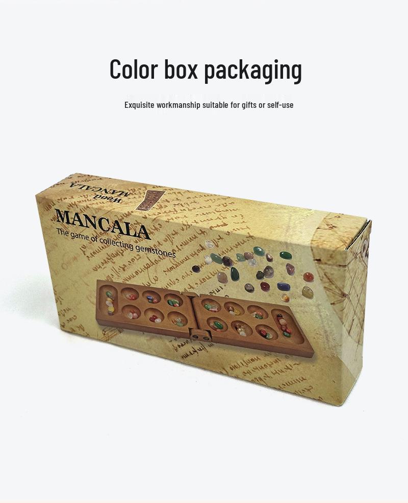 Youmai Wooden African Gem Checkers: Educational Board Game with Storage Box