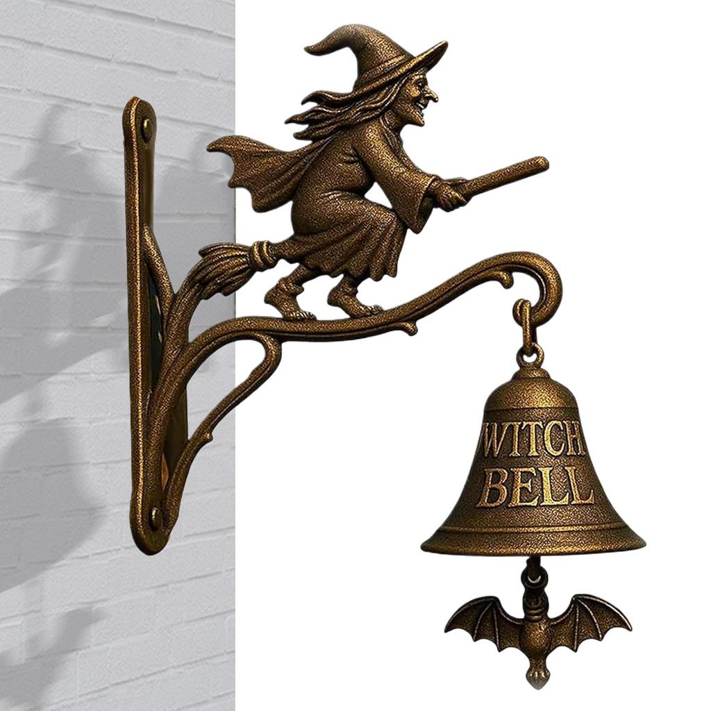 2025 Halloween Witch Doorbell Wall Mounted Witch Bells With Broom Hangable Entrance Door Decorative Bell For Hallway Shop