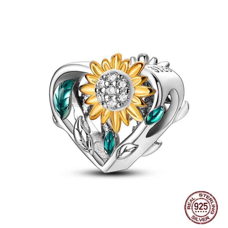 Rose Gold Yellow Charms Copper Sunflower Leopard Firefly Beads Fit Original Bracelet Luminous Charmdiy Jewelry Gift